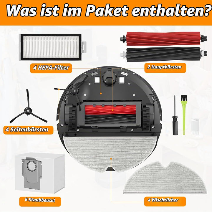 DrRobor Ersatzteile Zubehörset für Roborock Q8 Max+/Q5 Pro+/Q5 Max+/Q5 DuoRoller+ Staubsauger,2 Haup