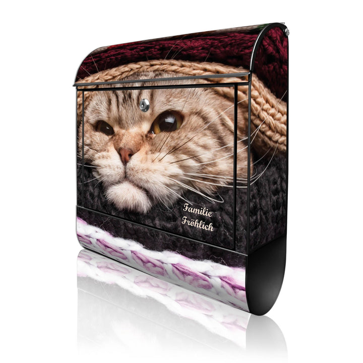 banjado Design Briefkasten personalisiert 38,5x46,5x13cm & 2 Schlüssel - Briefkasten Stahl Schwarz Z