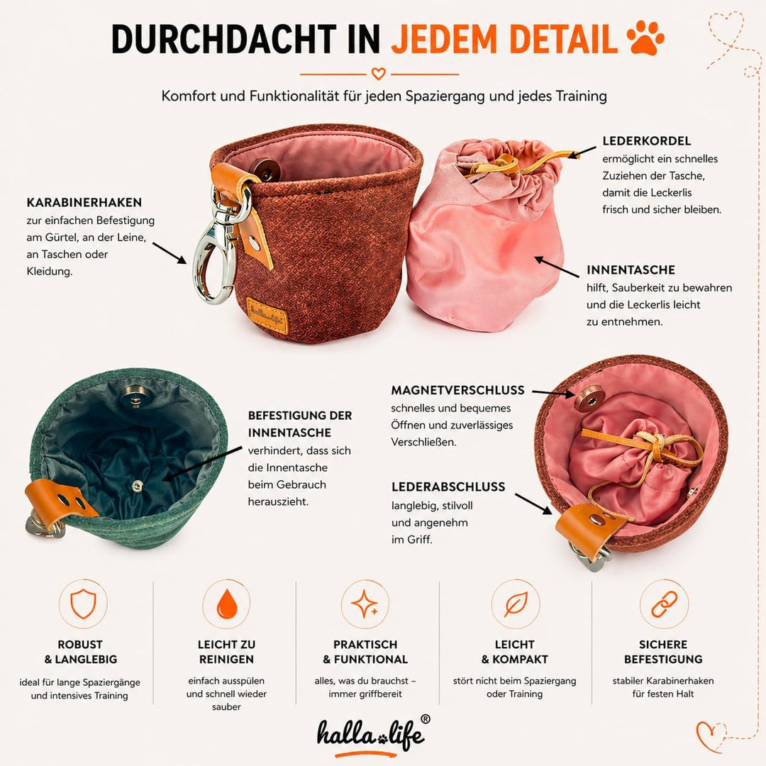 Leckerlibeutel für Hunde mit Magnetverschluss – Herausnehmbarer Innenbeutel, wasserfeste Trainingsta