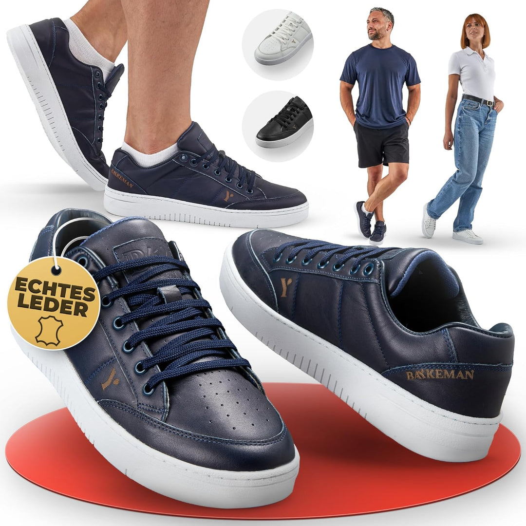 BAYKEMAN - Sneaker aus echtem Leder Unisex für Herren Damen Jungen Mädchen - sehr hochwertige, komfo