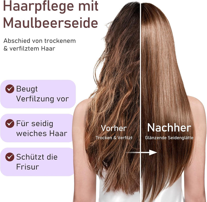 LitBear 22 Momme Seidenhaube zum Schlafen - Schlafmütze aus 100% Maulbeerseide, 100% Silk Bonnet mit