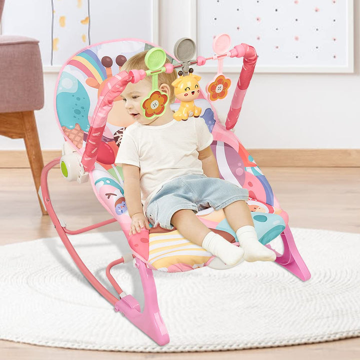 Baby Wippe mit Beruhigenden Vibrationen, Babyschaukel Elektrisch mit Liegefunktion, 3-Punkte-Gurt Si