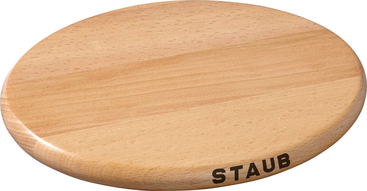 STAUB Magnetischer Holz-Untersetzer, oval, 15x11 cm, Für alle magnetischen Töpfe und Pfannen, Buche-