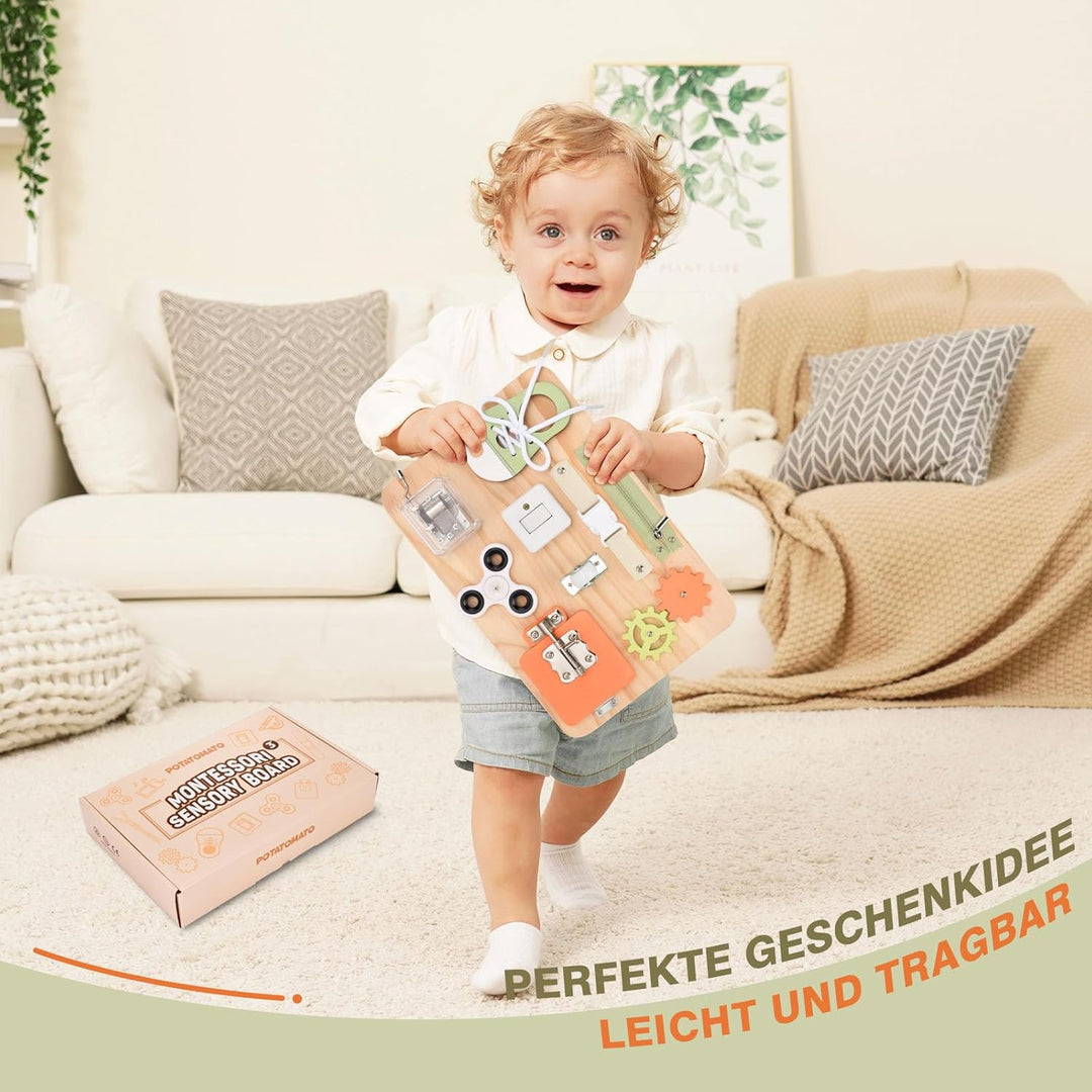 Montessori Spielzeug für Kleinkinder - Busy Board - Lernspielzeug Motorikspielzeug Sensorik Spielzeu