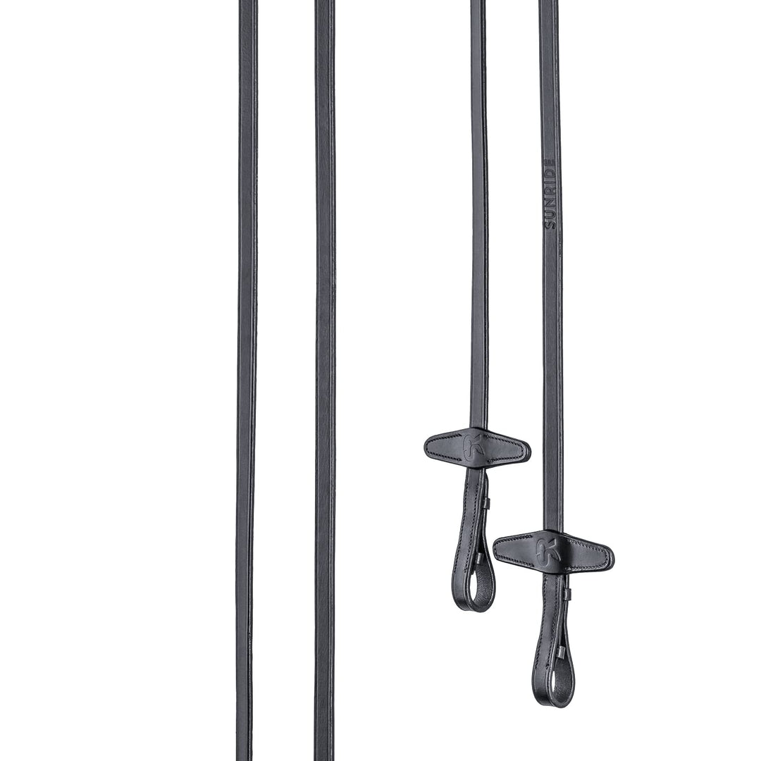 SUNRIDE teilbare Lederzügel ohne Stege für Pferde, aus weichem Echtleder (Full 280 cm, schwarz) Full