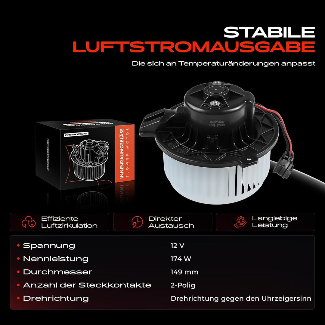 Frankberg Heizungsgebläse Gebläsemotor Kompatibel mit Spark M300 1.0L 1.2L 2010-2015 Replace# 951932