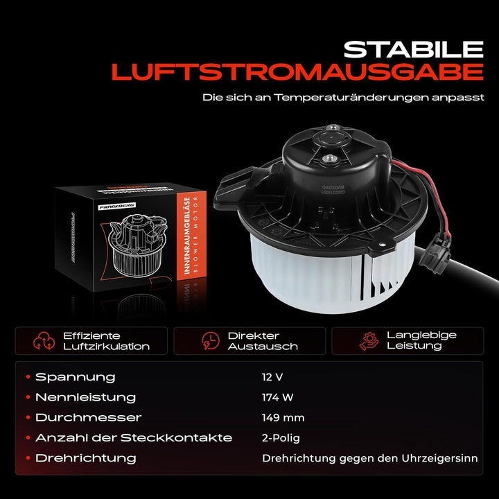 Frankberg Heizungsgebläse Gebläsemotor Kompatibel mit Spark M300 1.0L 1.2L 2010-2015 Replace# 951932