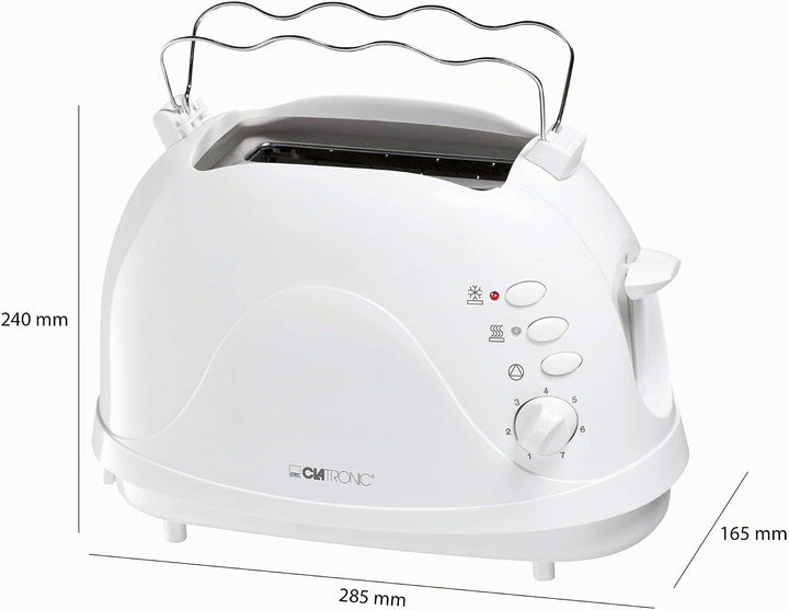 Clatronic® Toaster | 2-Scheiben-Toaster | integrierter Brötchenaufsatz | Aufwärm-, Auftau-, Schnells