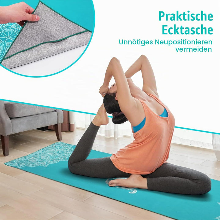 MoKo Yogamatten Handtuch, rutschfest Yoga Handtuch Auflage für Yogamatte Schweissabsorbierend Saugfä