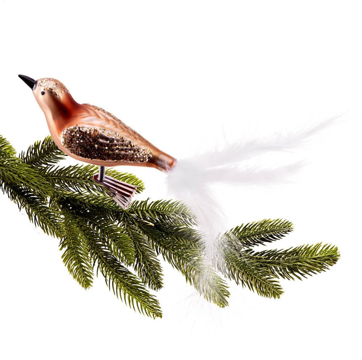 com-four® 6X Vogel auf Clip - glänzende Vögel mit Langen, weissen Schwanzfedern - Zierschmuck für di
