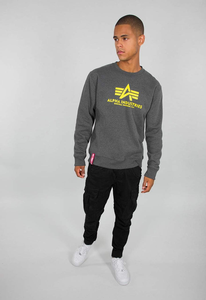 Alpha Industries Herren Basic Sweater Sweatshirt für Herren Sweatshirt (1er Pack) XXS Charcoal Heath