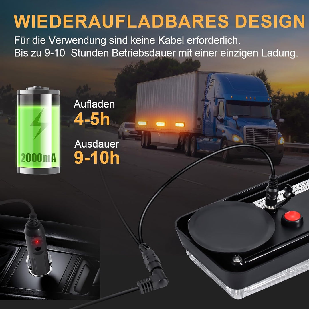 Dinfu LED Warnleuchte akku mit Fernsteuerung, 12V gelbes blinklicht auto magnet kabellose 5 Modes wi