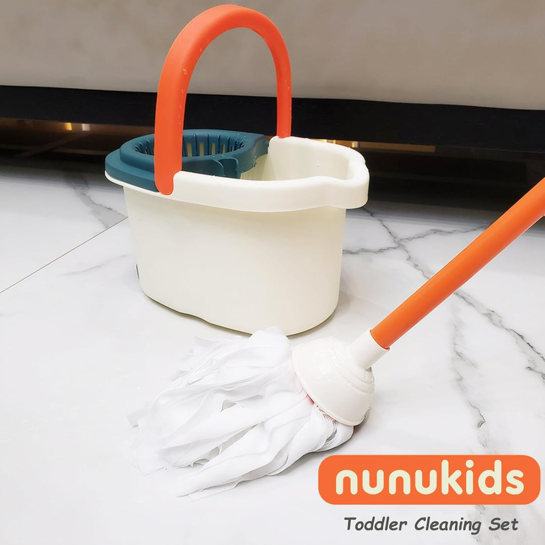 nunukids Kinder Putzset Fantastisches Kinderbesen Set mit Wischmop und Kehrset das ideal für Kinder