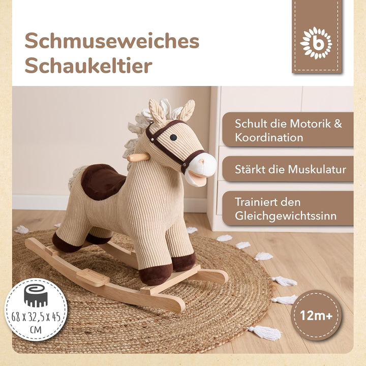 Bieco Plüsch Schaukeltier Pferd Lucky 68cm | Kinder Schaukelstuhl | Baby Schaukel | Schaukel Kleinki