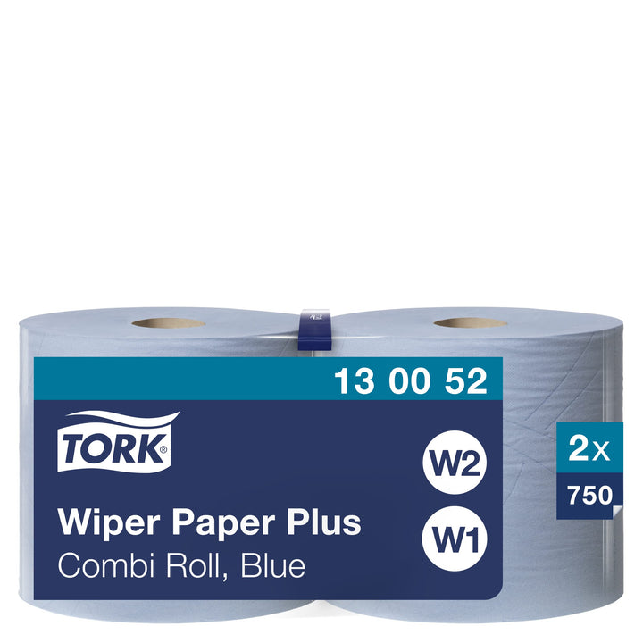 Tork 130052 Starke Mehrzweck Papiertücher für W1/W2 Systeme / 2-lagiges saugfähiges Papier in Blau /