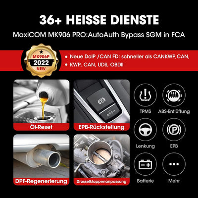 Autel Auto Diagnosegerät MaxiCOM MK906Pro OBD2 Scanner, Upgrade von MK908/MS906BT, Gleich wie MS906