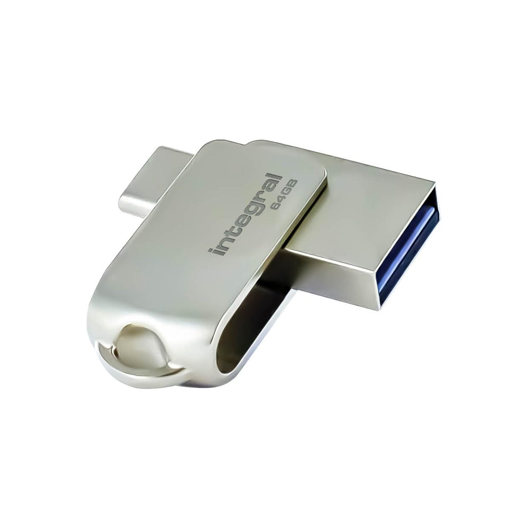 Integral 64GB 360-Dual USB 3.2 Gen 1 Typ A & USB-C Flash-Laufwerk - 5Gbps Übertragungen - Plug & Pla