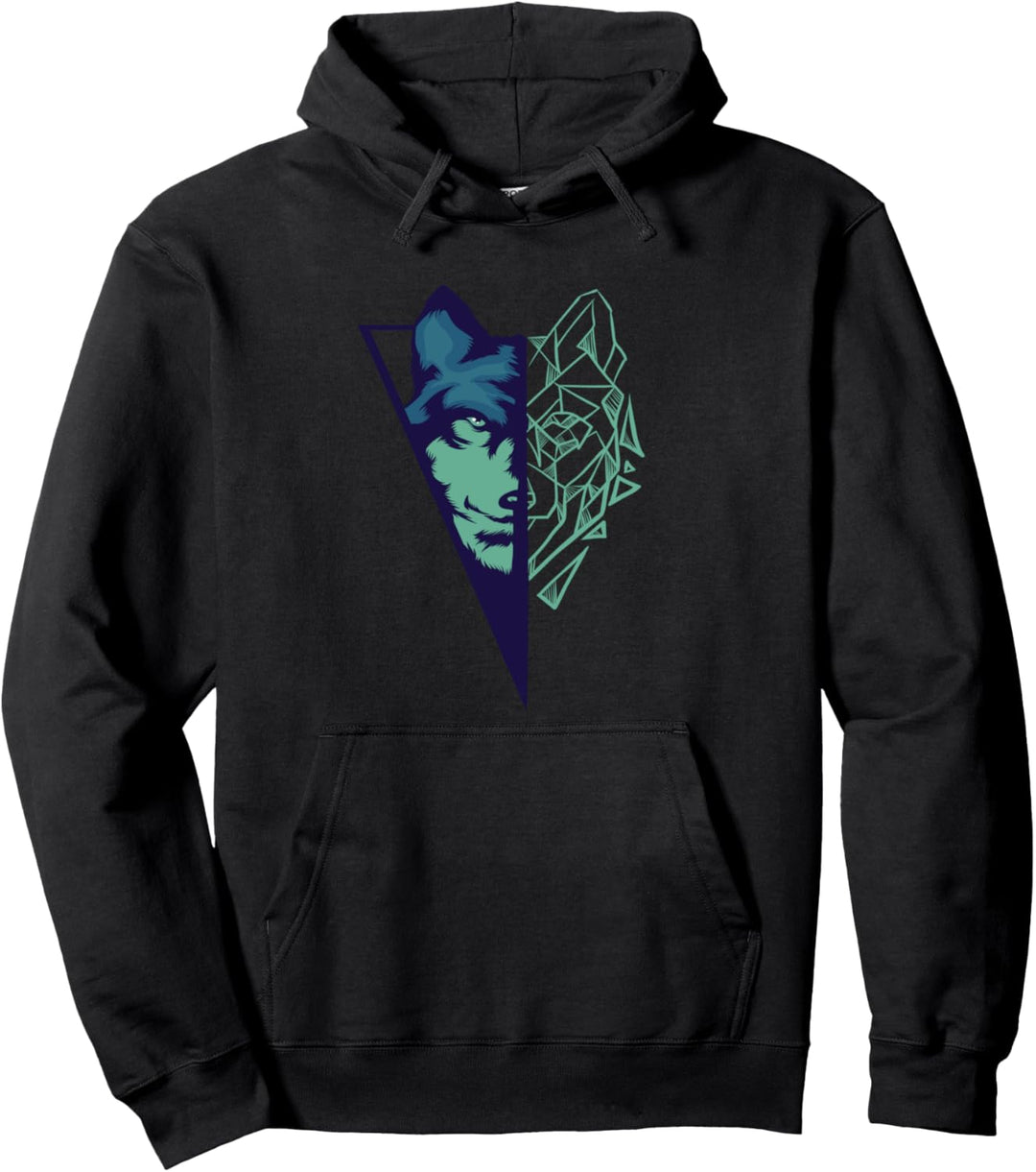 Wolf Geschenk Geometrische Wölfe Wandern Pullover Hoodie