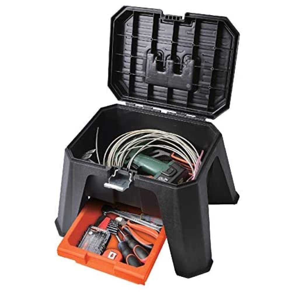 BOXER® Werkzeughocker mit Schublade – Tritthocker mit Werkzeugschublade 200kg belastbar – stabile St