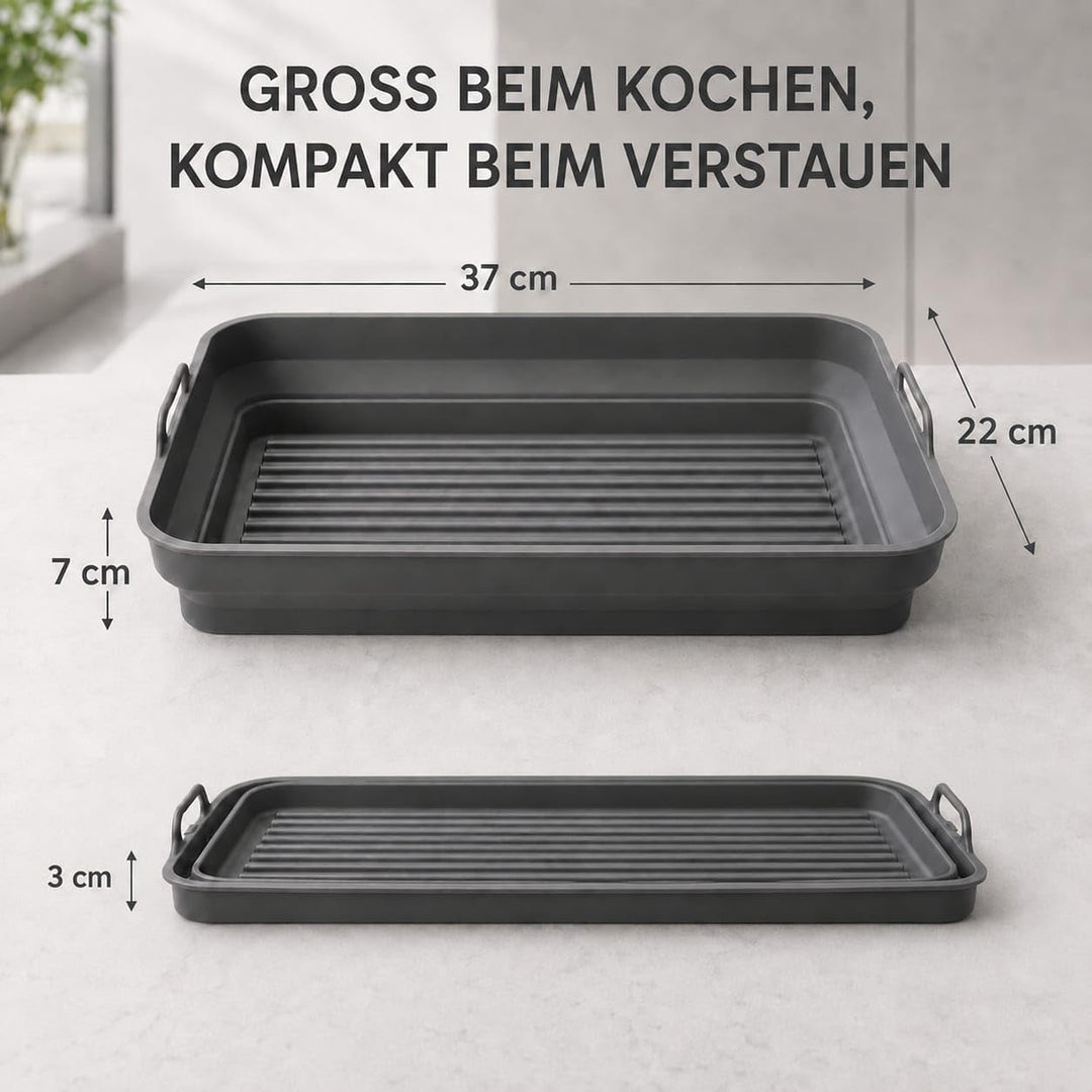 Faltbare Silikonform für Heissluftfritteuse 37x22x7 cm Rechteckig BPA-frei