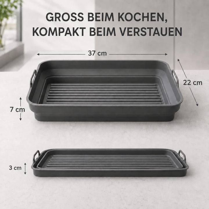 Faltbare Silikonform für Heissluftfritteuse 37x22x7 cm Rechteckig BPA-frei