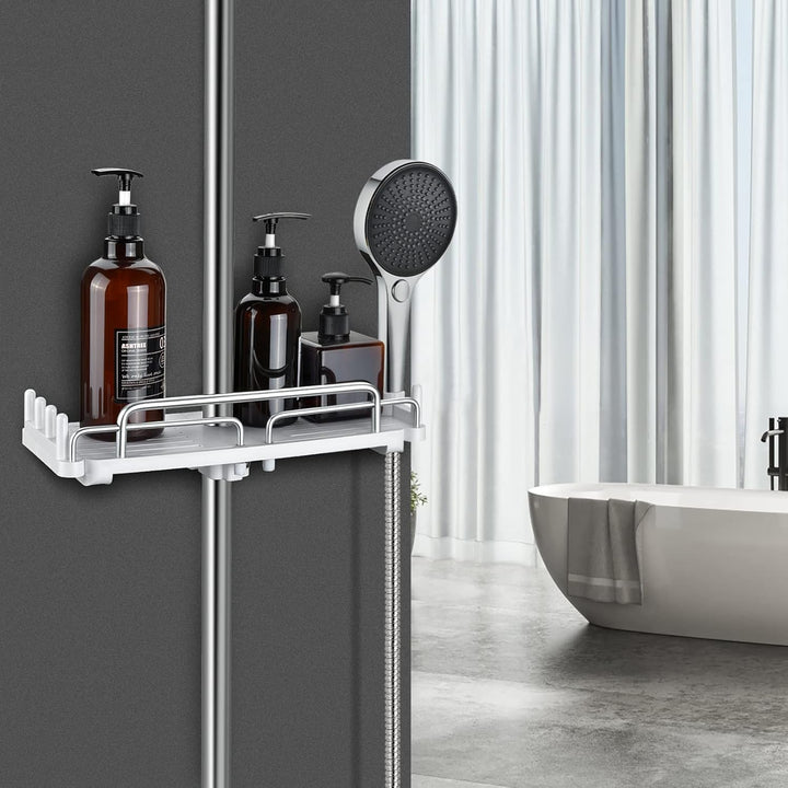 LOLYPOT Duschablage Ohne Bohren Teleskopisch 32-48cm, Duschablage zum hängen Badezimmer Organizer, D