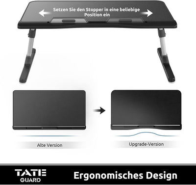 Tate Guard Laptoptisch fürs Bett,einstellbare Höhe,Neigungswinkel,Laptoptisch mit Schublade,klappbar