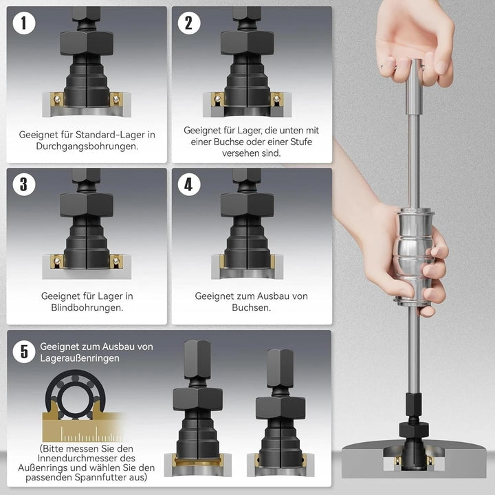 12 TLG Motorrad-Blindinnenlager-Abzieher-Werkzeug-Set 8-32 mm | mit Gleithammer und Antriebsstifte F