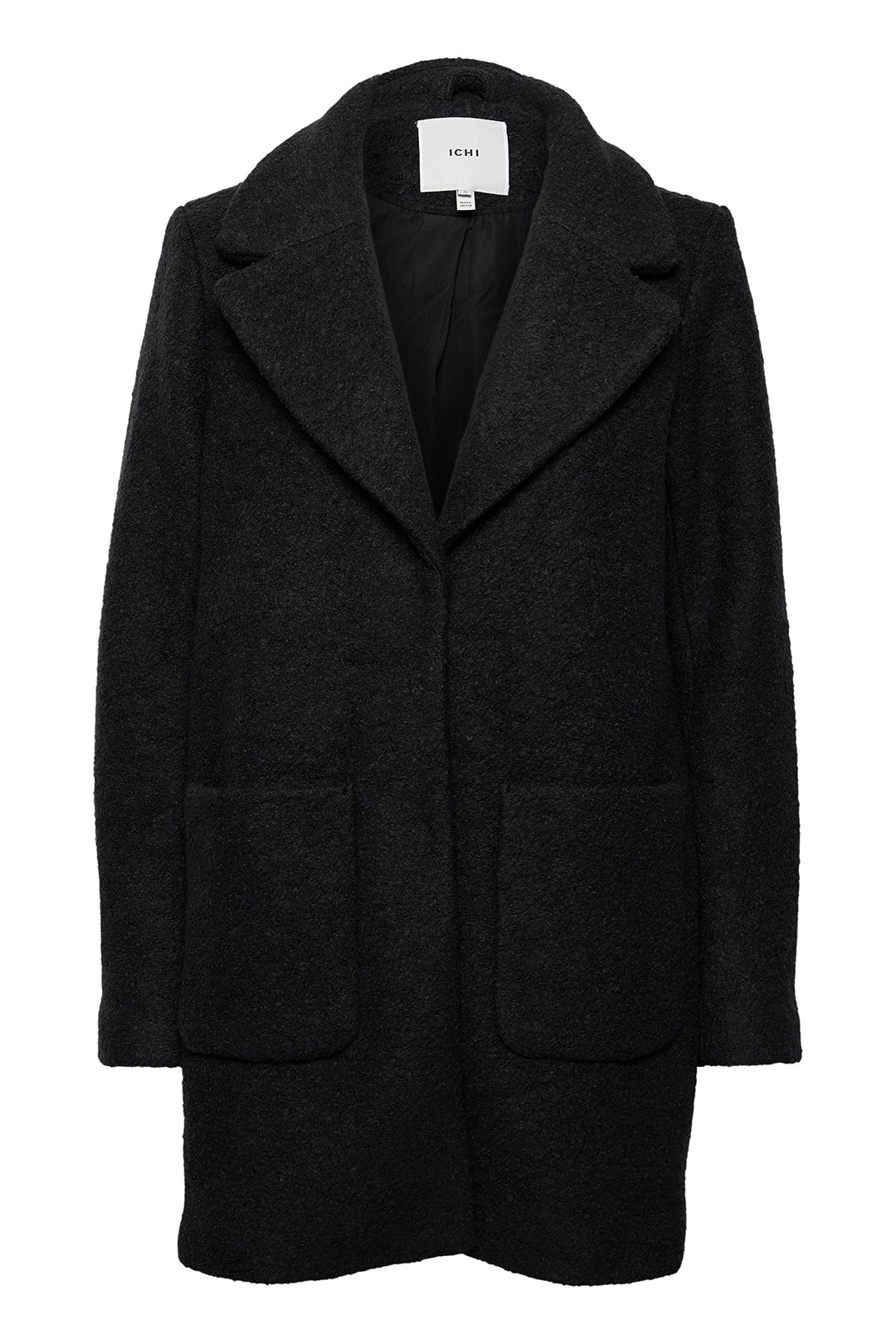 ICHI IHSTIPA JA Damen Wintermantel Wollmantel Winterjacke Kurzmantel mit Druckknöpfen und Reverskrag