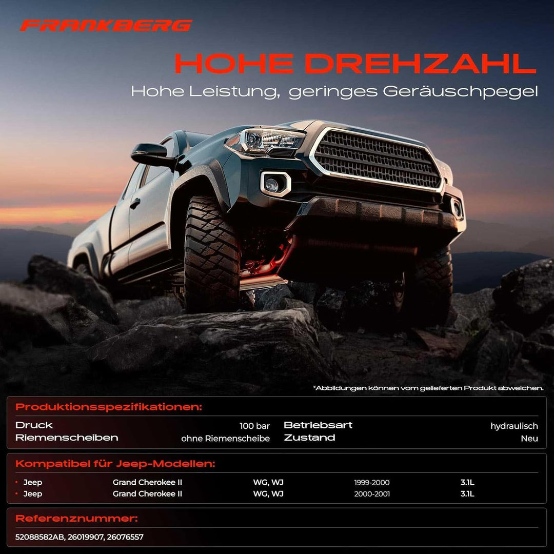 Frankberg Servopumpe Hydraulisch Lenkung Ohne Riemenscheiben Kompatibel mit Grand Cherokee II WJ WG