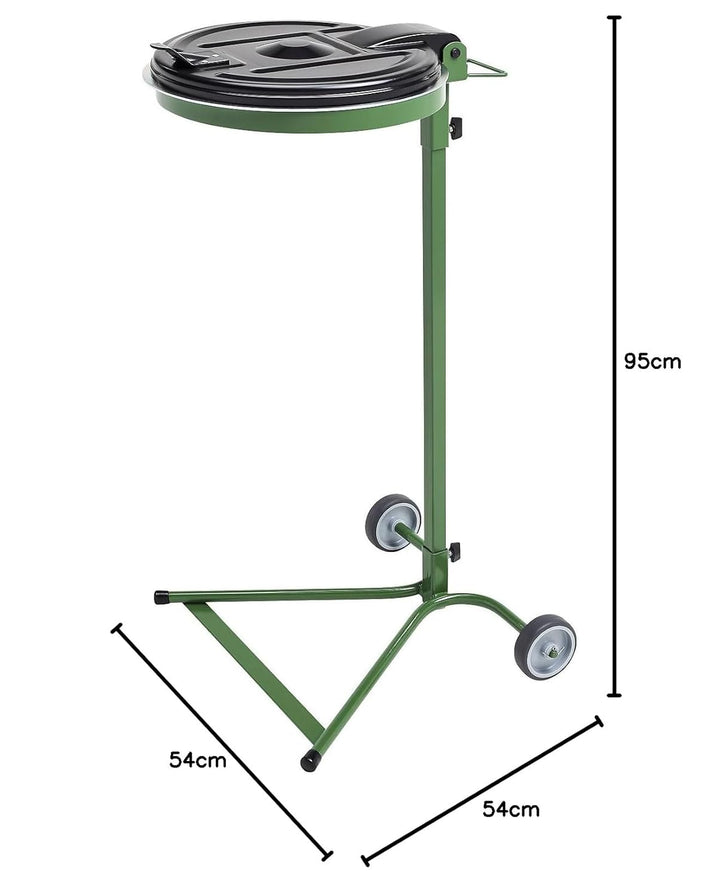 kaiserkraft | Müllsackständer | für Volumen 120 l | 2-Rad-Fahrgestell | grün | Kunststoffdeckel