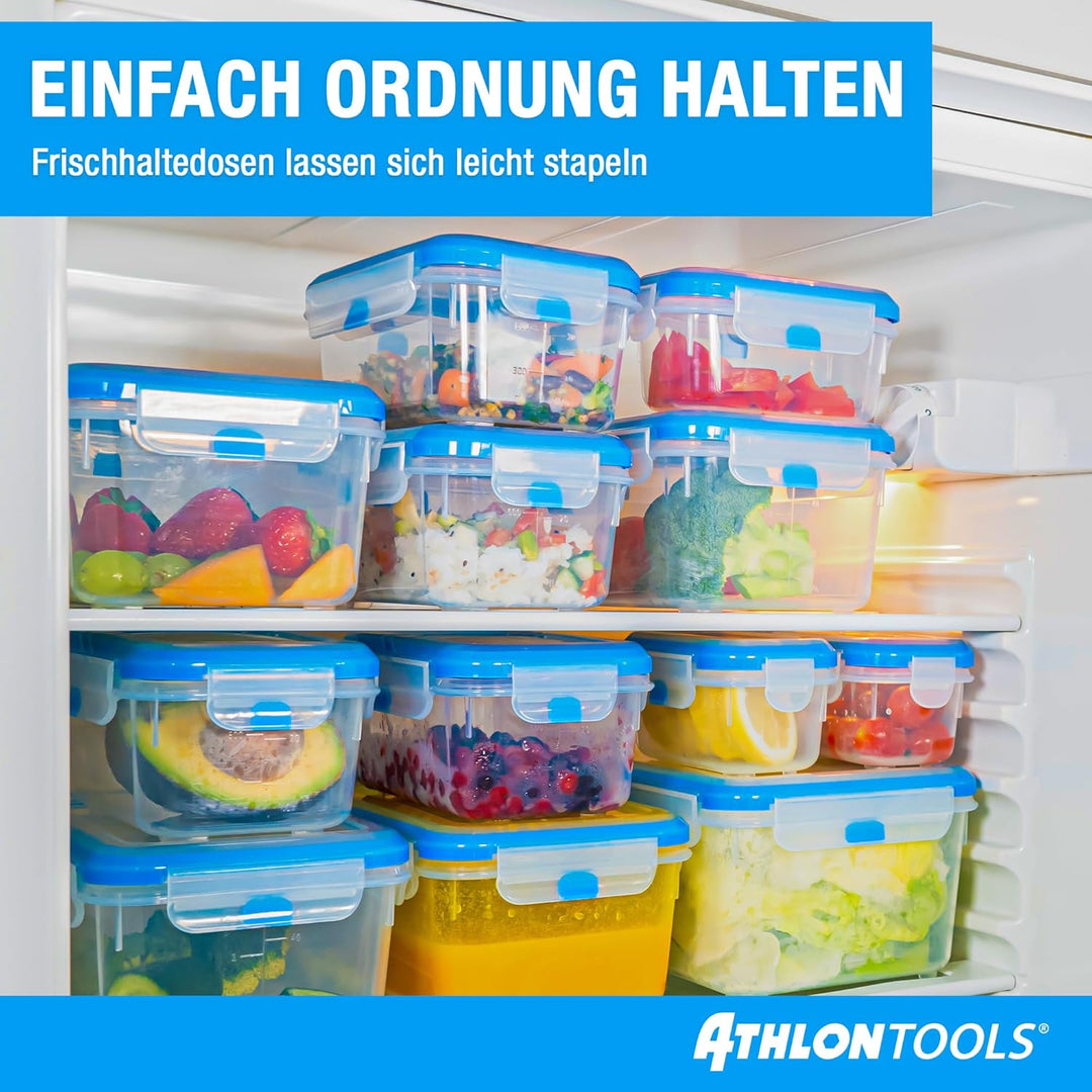 ATHLON TOOLS 4x 3L Frischhaltedosen-Set - 100% luftdicht und auslaufsicher -40 bis +100 Grad - für a