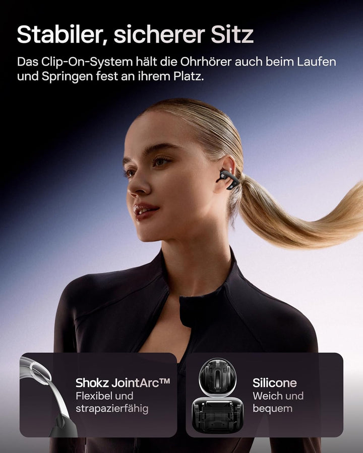 SHOKZ OpenDots ONE Open Ear Kopfhörer, Premium Dolby Audio, Clip On Earbuds mit Mikrofon, Bluetooth