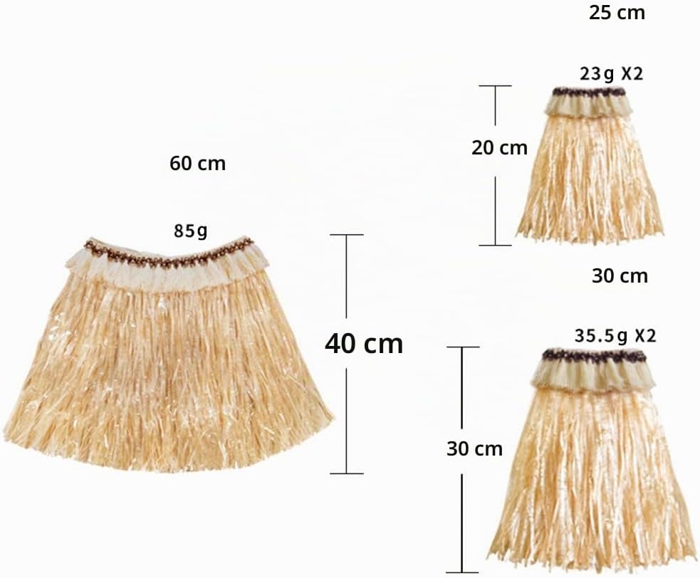 5stücke Hawaiianisches Bastrock-Set Für Erwachsene Mit Armbändern Und Beinstulpen Kostümzubehör Für