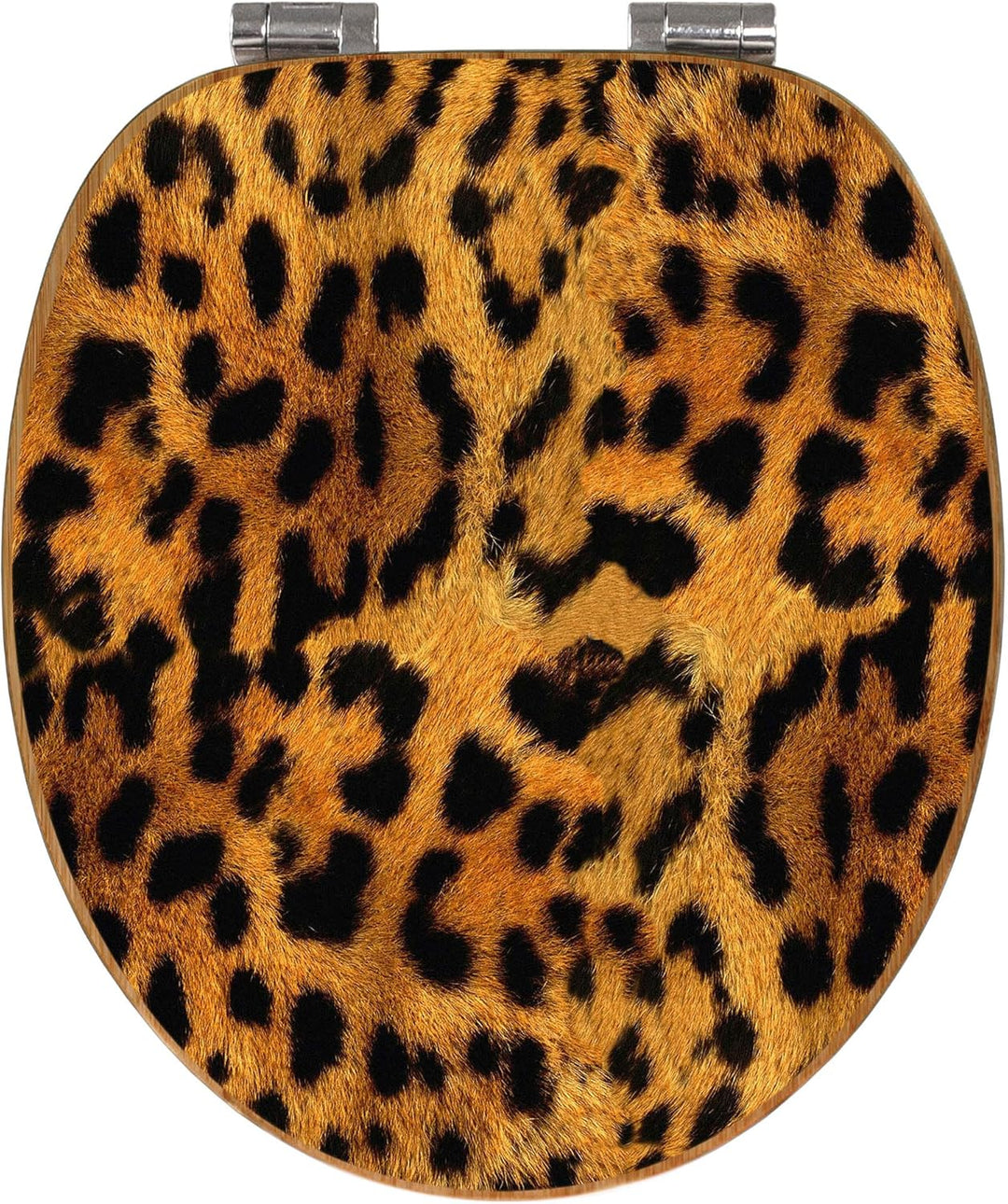 banjado® Design WC Sitz Bambus Absenkautomatik mit Motiv Leopard/Toilettendeckel mit Absenkautomatik