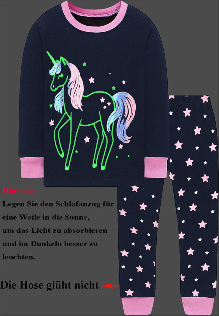 EULLA Kinder Mädchen Schlafanzüge Langarm Baumwolle Winter Pyjama Set Einhorn Prinzessin Dino Hase E