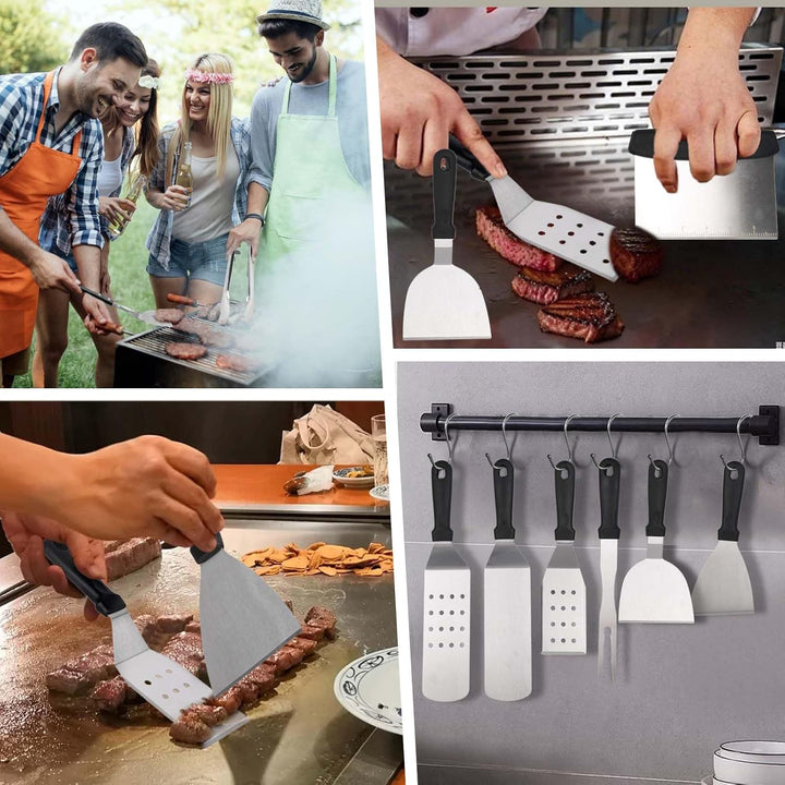 29TLG Plancha Zubehör Set Edelstahl, Grill Zubehör für Männer, Smash Burger Set mit Grillspachtel, B