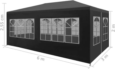 yorten Partyzelt Gartenpavillon Faltpavillon PE-Dach UV- und Wasserbeständig 6 x 3 x 2,55 m (L x B x