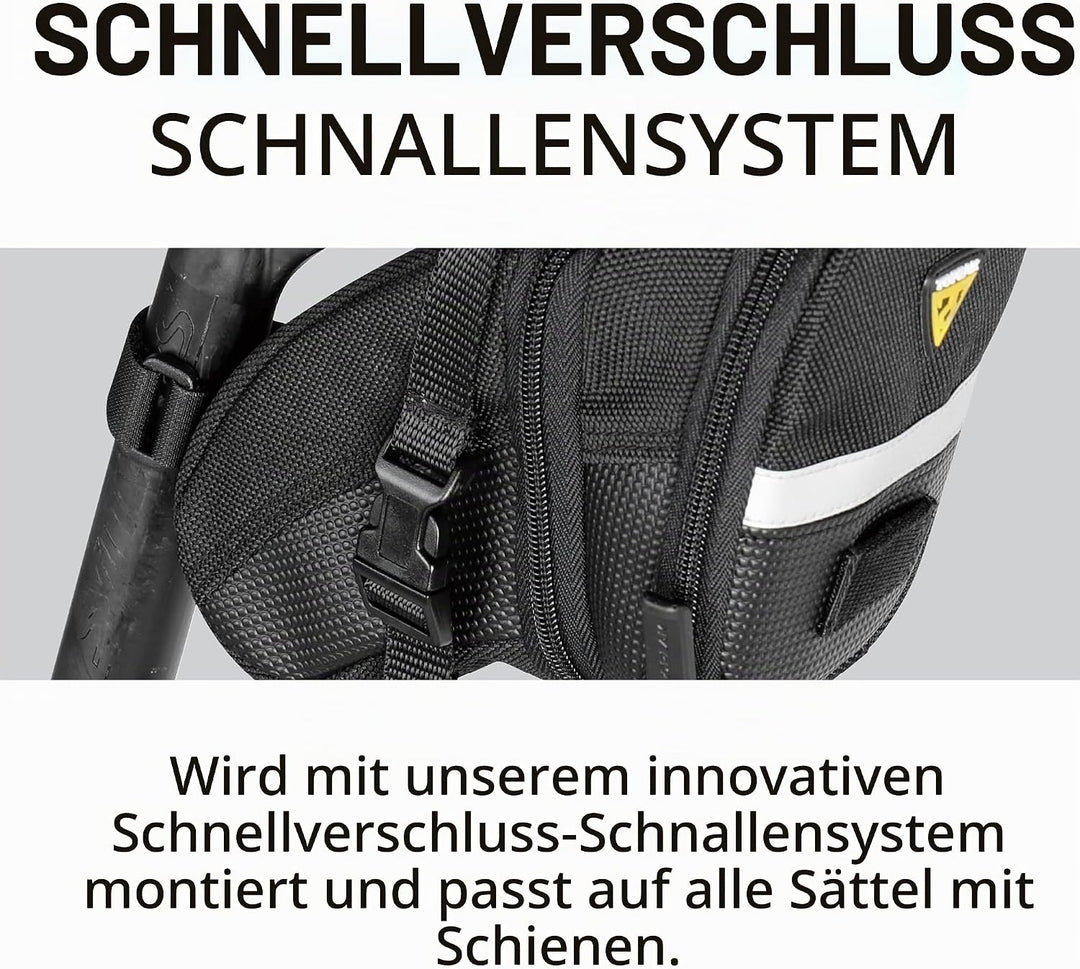 Topeak Satteltasche Mit Befestigungsriemen Aero Wedge Pack 20 x 11 x 12 cm, 1.31 Liter Schwarz, 20 x
