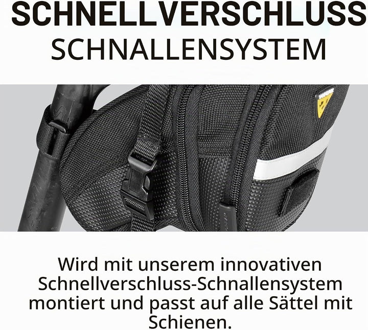 Topeak Satteltasche Mit Befestigungsriemen Aero Wedge Pack 20 x 11 x 12 cm, 1.31 Liter Schwarz, 20 x