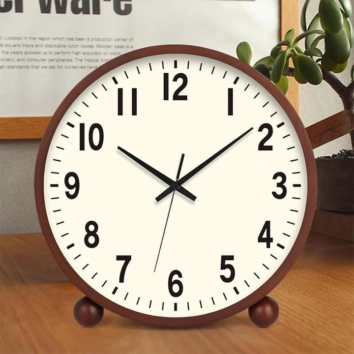 Maxspace Tischuhr Analog, 21cm Holz Tischuhr Batteriebetrieben, Silent Tischuhren ohne Ticken für Sc