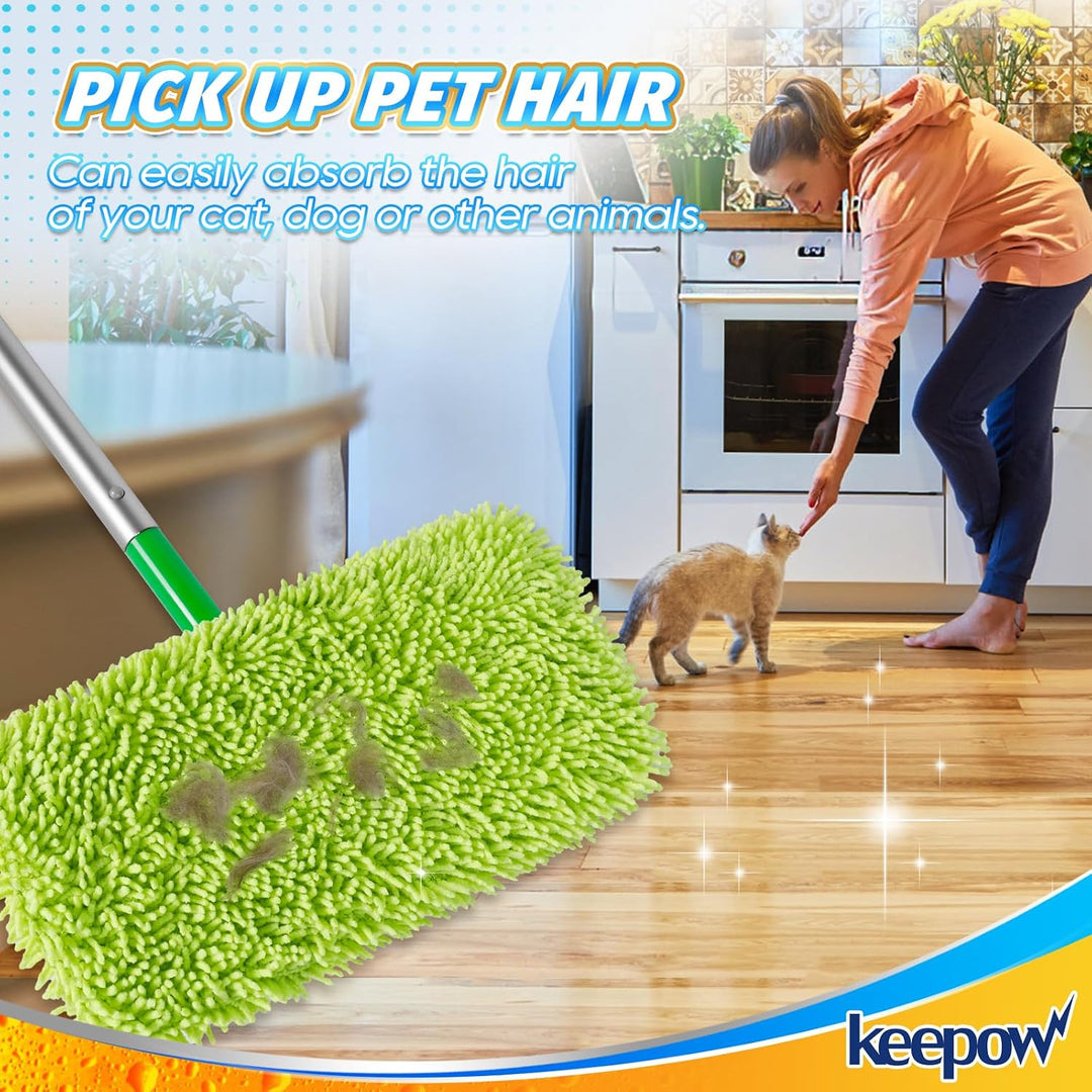 KEEPOW Wiederverwendbare Bodentücher für Swiffer Bodenwischer, Absorbierende Mikrofaser für Swiffer