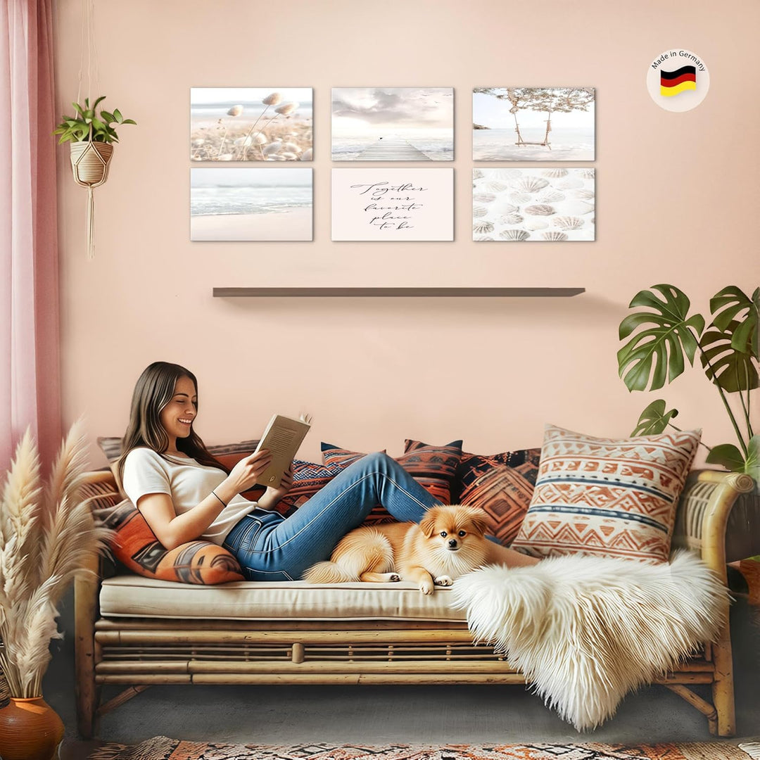 Novart Wandbilder Set - KOMPLETT AUFHÄNGFERTIG - Made in Germany - Moderne Bilder Strand Meer Relax