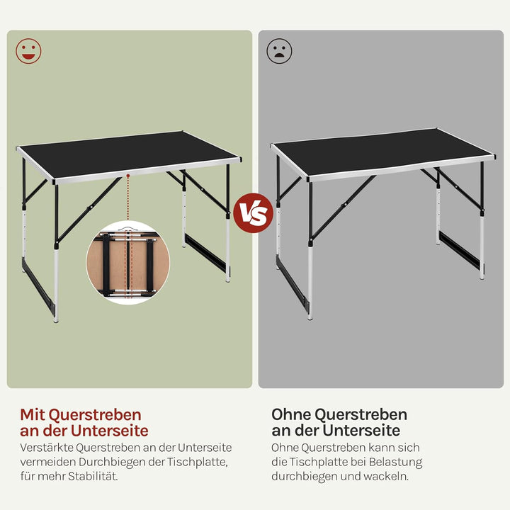 WOLTU® Campingtisch Klapptisch Gartentisch Arbeitstisch Balkontisch höhenverstellbar Aluminium Stahl