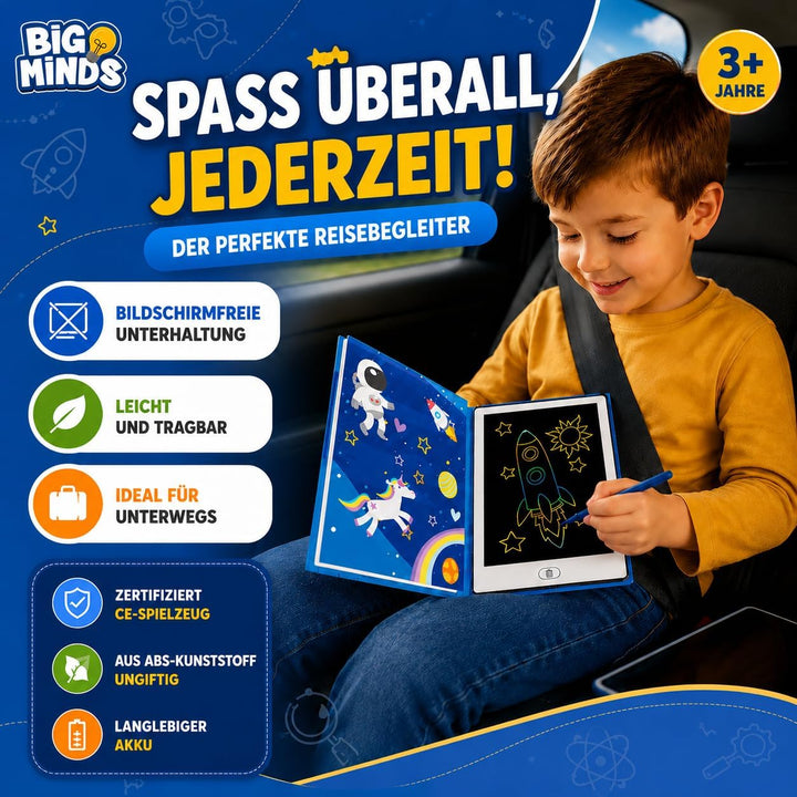 Big Minds - Maltafel Zaubertafel Buchformat | LCD Schreibtafel Kinder | Drawing Tablet Ideal Für Kin