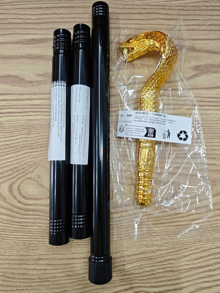 106,7 cm grosser Metall-Zuhälterstock mit Schlangen-Kunststoffgriff, ägyptischer Stab für Pharao und