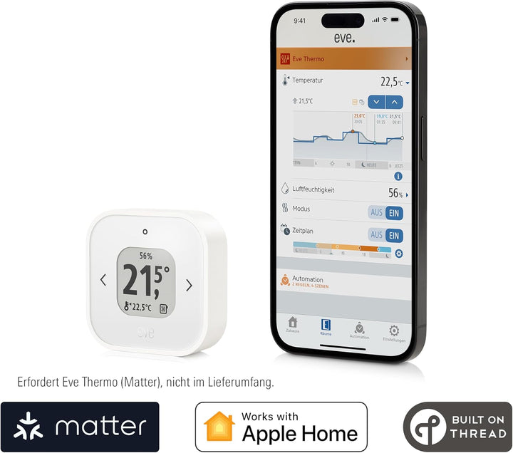 Eve Thermo Control (Matter) – Temperatursensor und -regler für Eve Thermo (4. Gen.), Thread, für App
