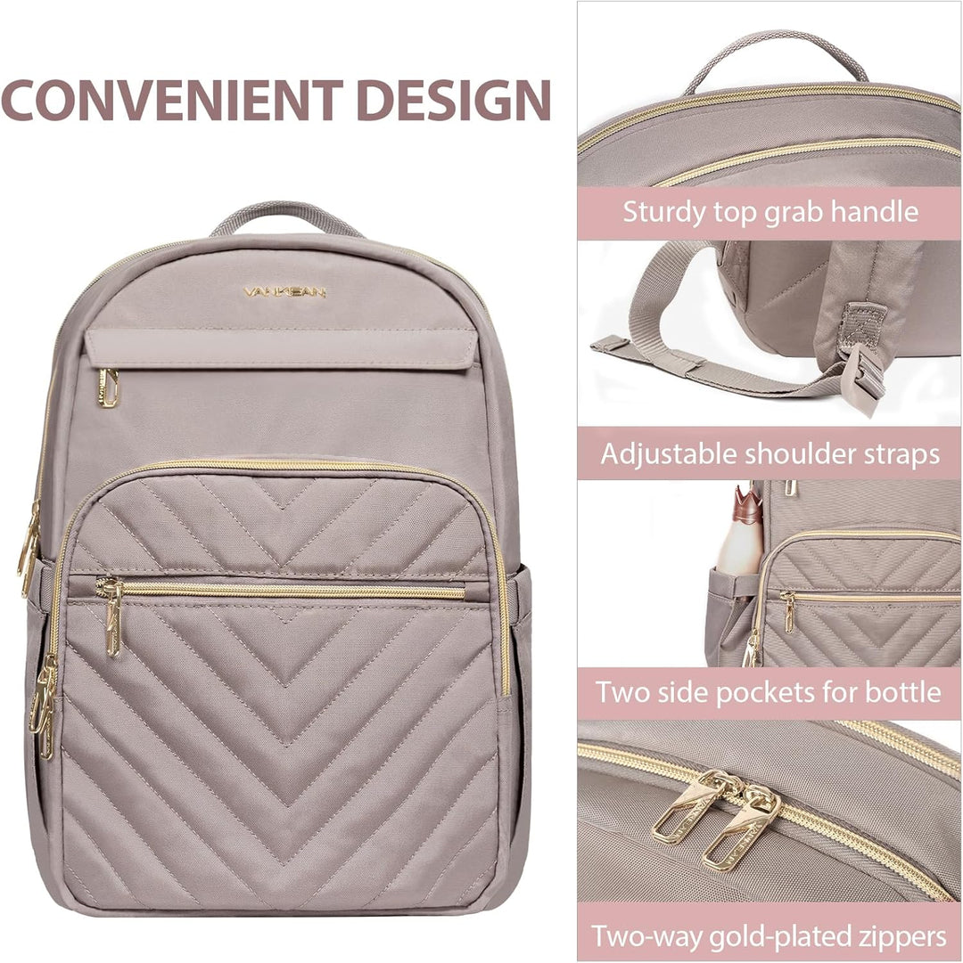 VANKEAN 15.6 Zoll Laptop Rucksack Damen, Hohe Schulrucksack Wasserdicht Damen Herren Arbeitstasche m