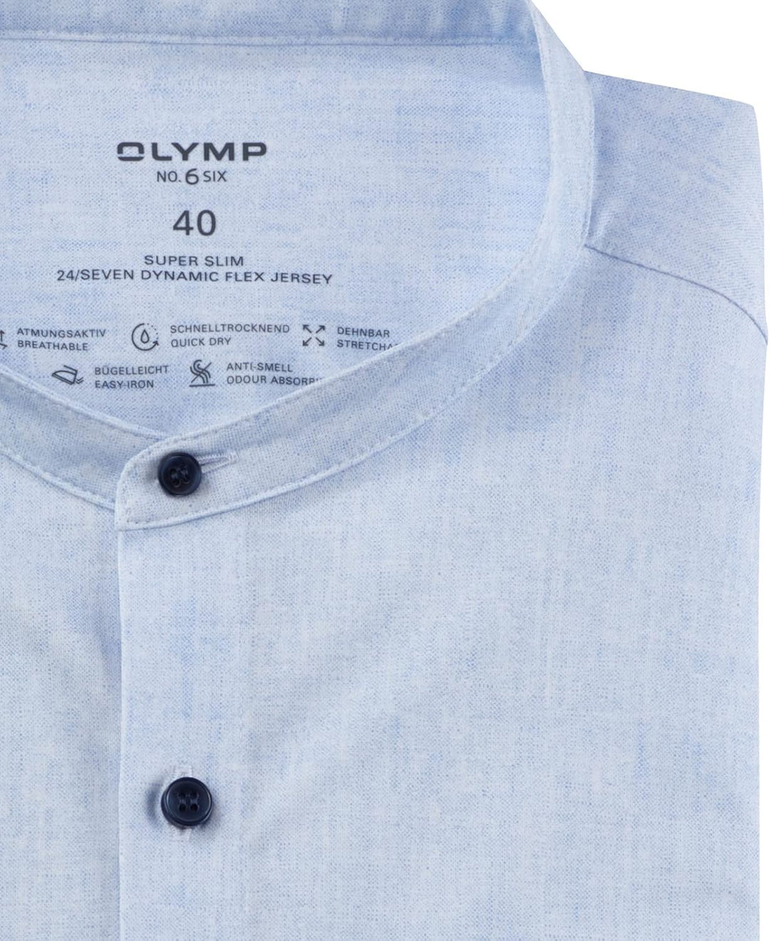 OLYMP Herren Businesshemd Langarm No. Six 24/Seven,super Slim,Stehkragen 45 Bleu 11, 45 Bleu 11