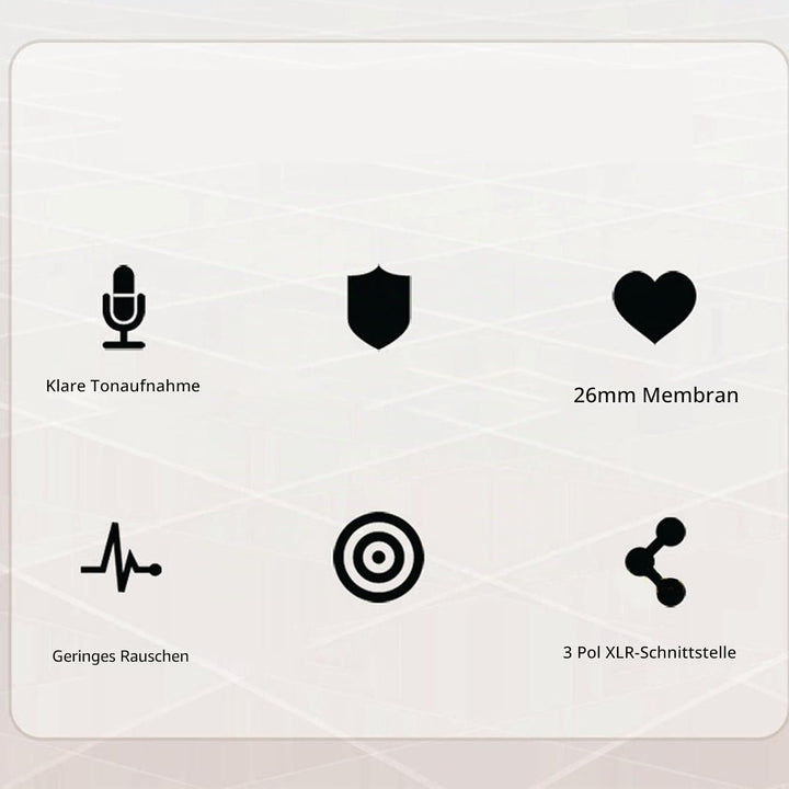 Mikrofon, XLR Kondensatormikrofon Grossmembran Kondensator Studio Microphone mit Schockhalterung, XL